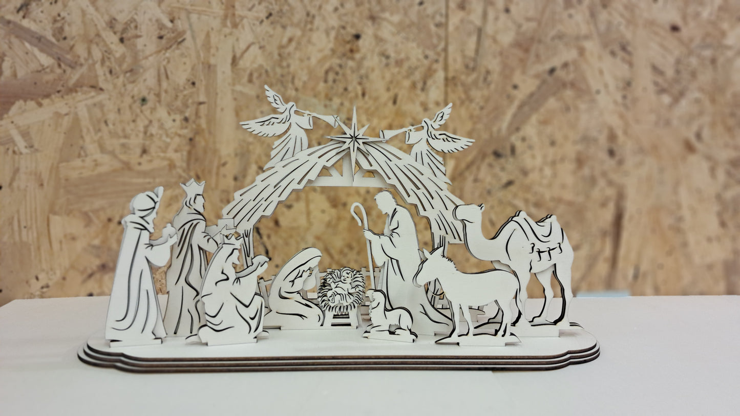 Wooden Nativity Scene