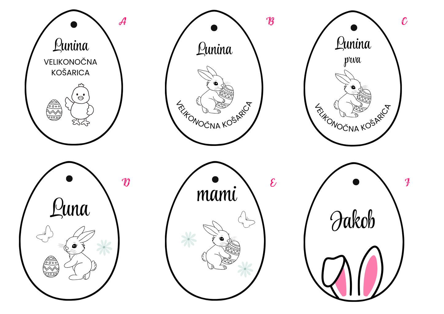 Personalizirana lesena velikonočna jajčka obešanke - JBforma