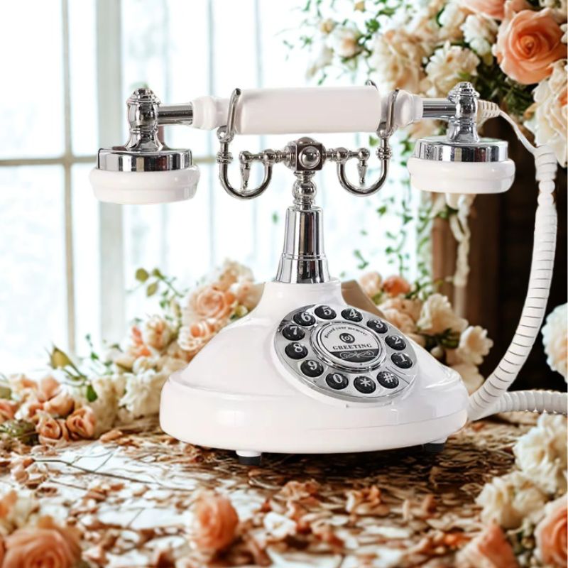 Zvočna knjiga gostov - retro telefon v beli barvi