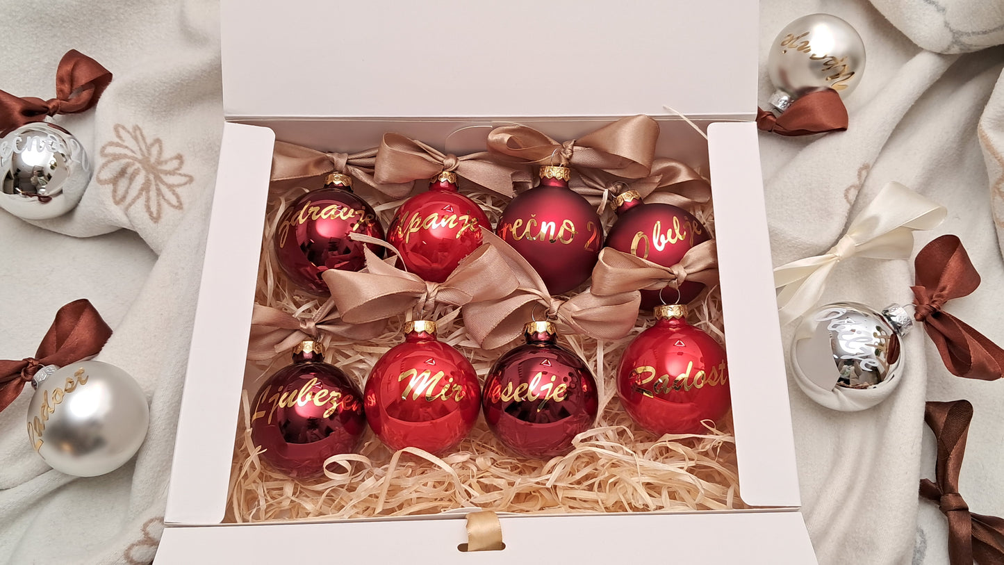 6 cm Glass Christmas Ornament Sets with Custom Names