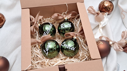 6 cm Glass Christmas Ornament Sets with Custom Names