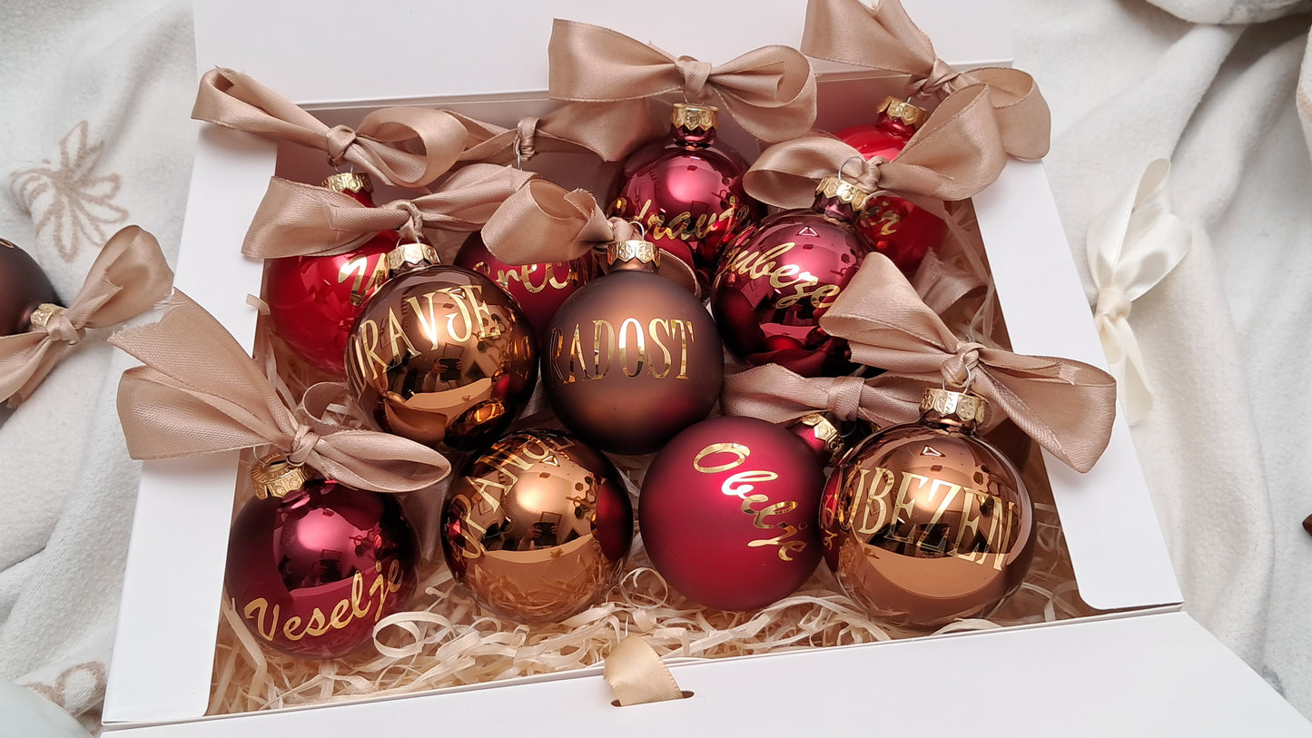 6 cm Glass Christmas Ornament Sets with Custom Names