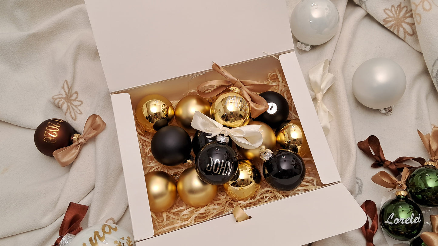 6 cm Glass Christmas Ornament Sets with Custom Names