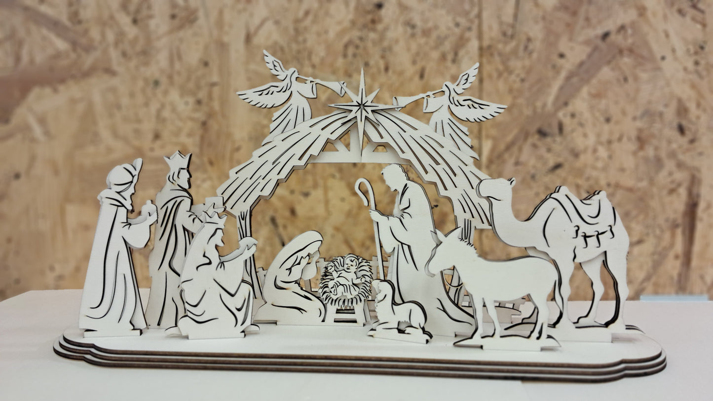 Wooden Nativity Scene