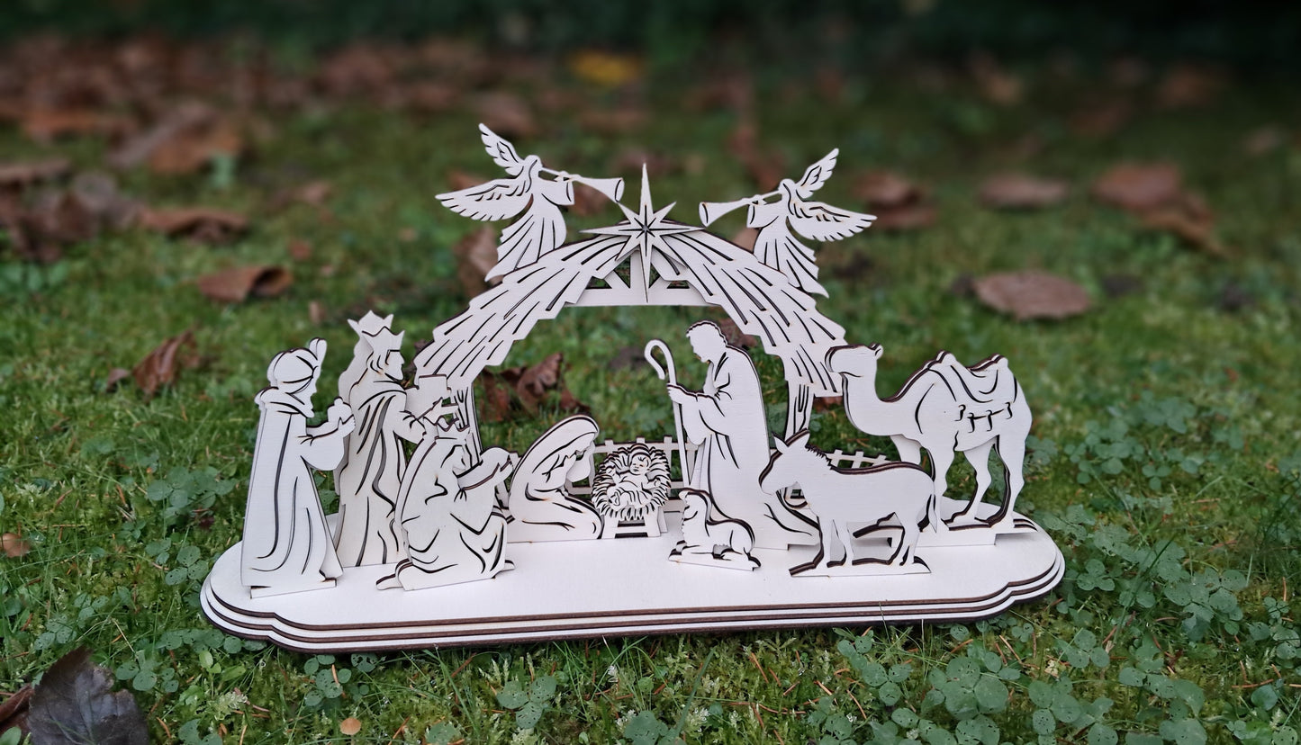 Wooden Nativity Scene