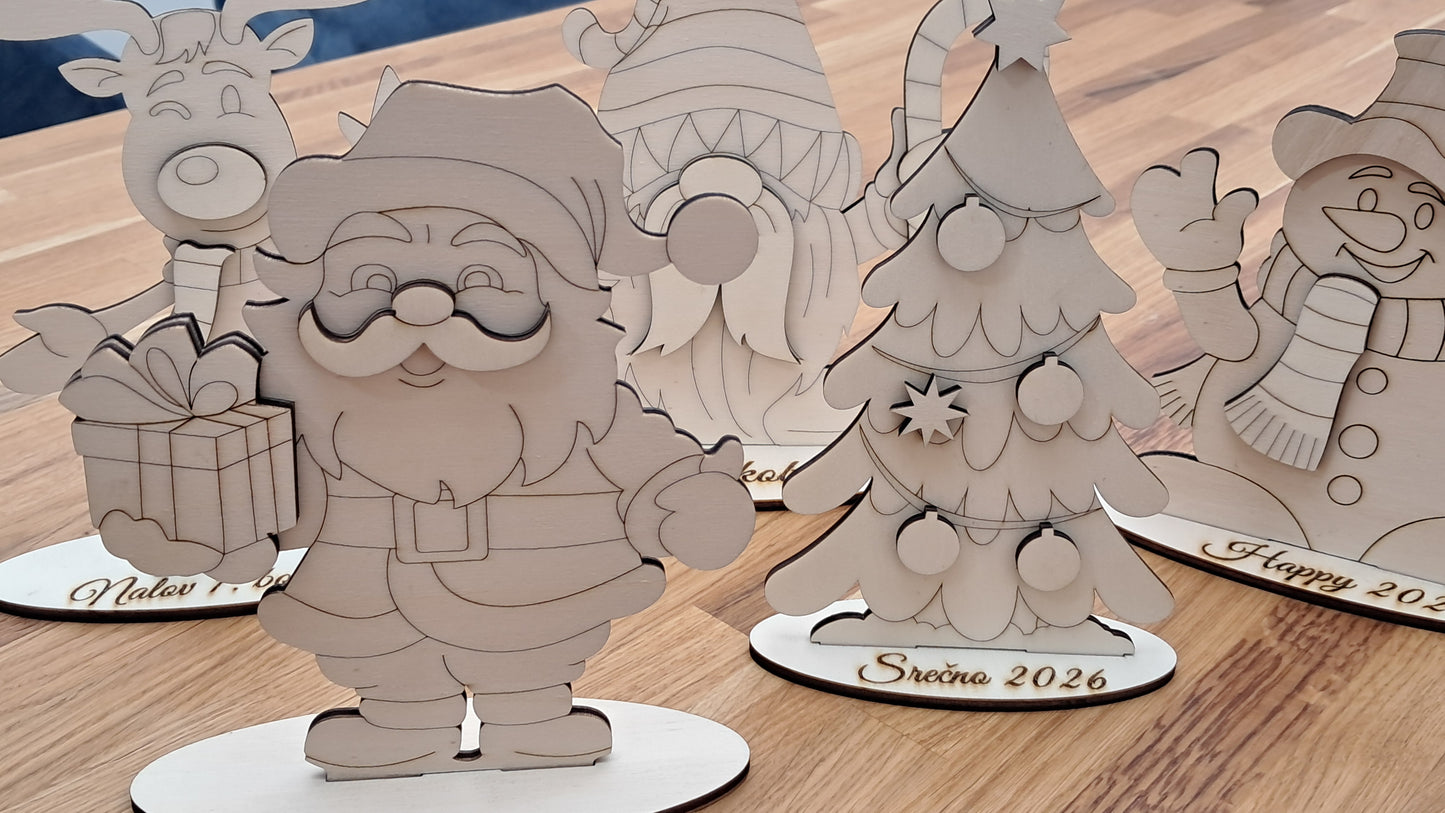 Wooden Santa Claus and His Crew – Add a Name