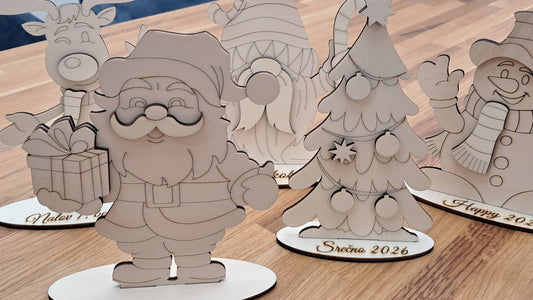 Wooden Santa Claus and His Crew – Add a Name