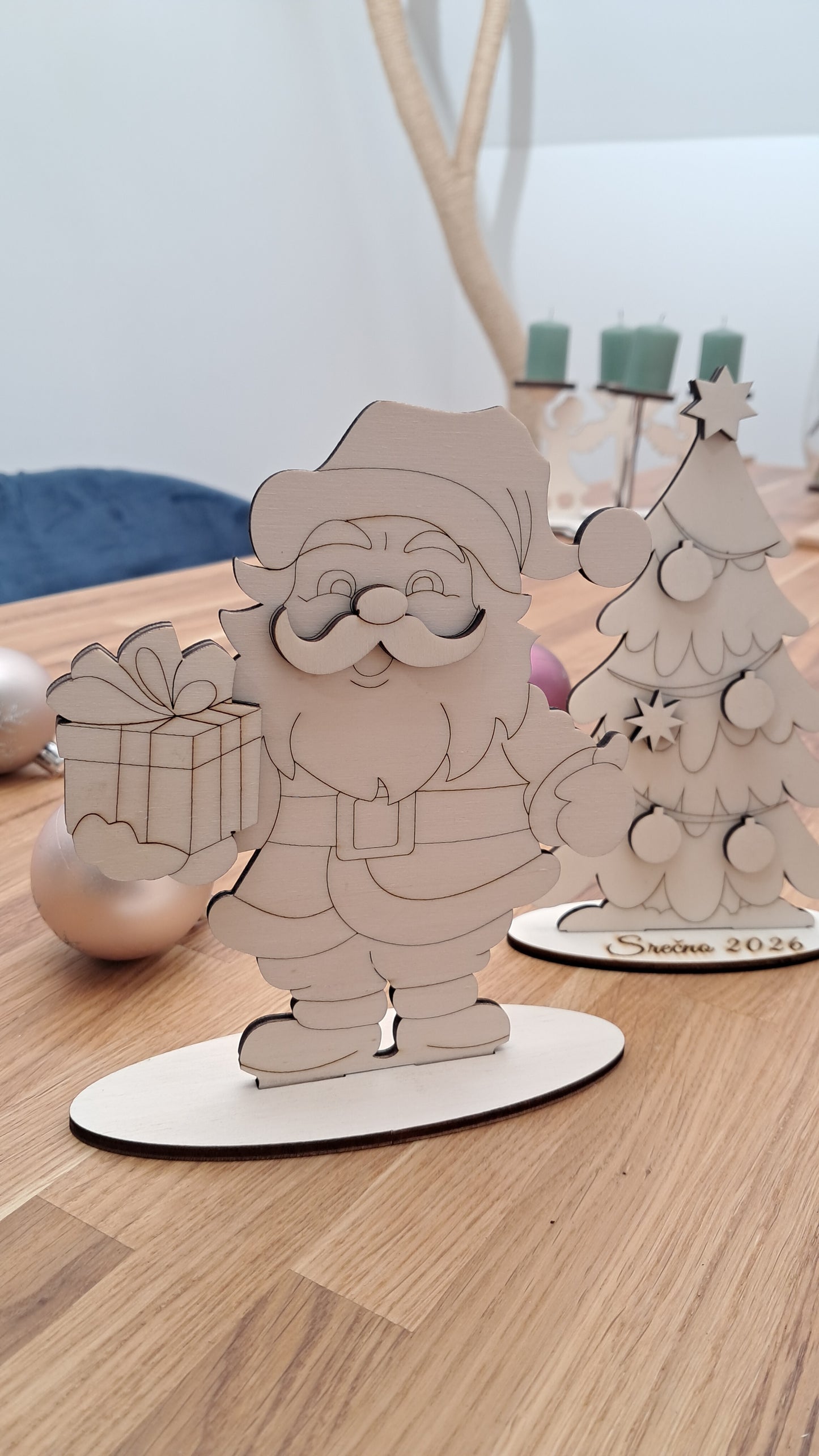 Wooden Santa Claus and His Crew – Add a Name