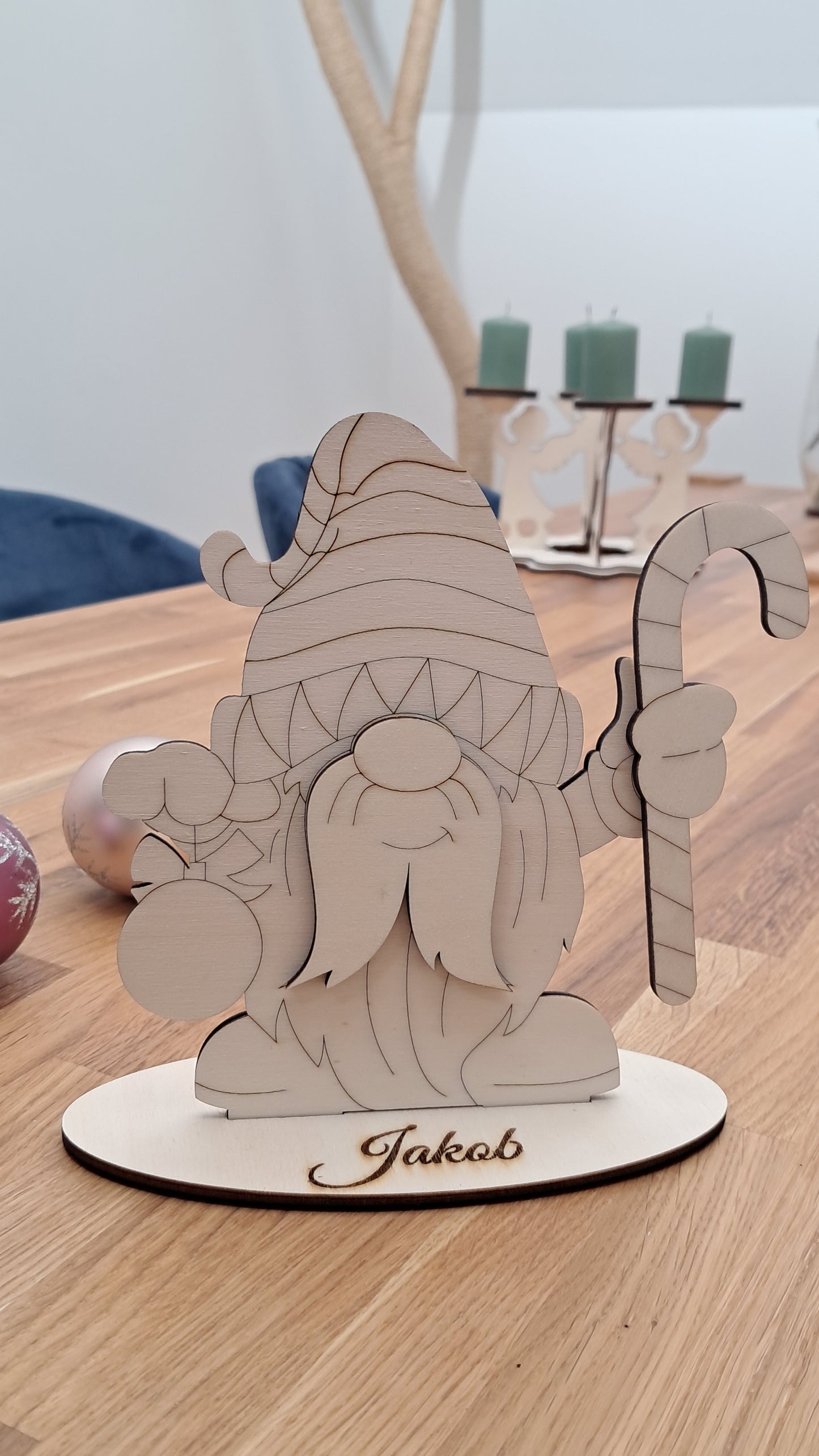 Wooden Santa Claus and His Crew – Add a Name