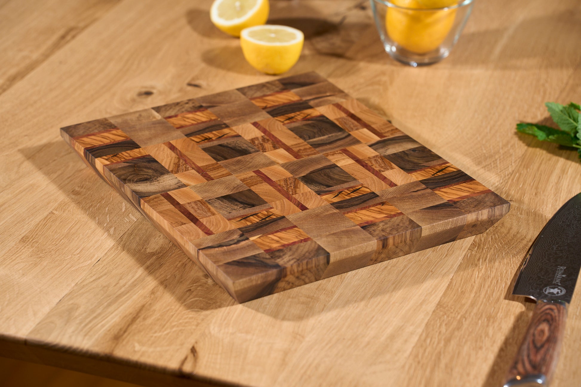 premium end grain rezalna deska iz lesa: oljka, češnja, sliva, oreh