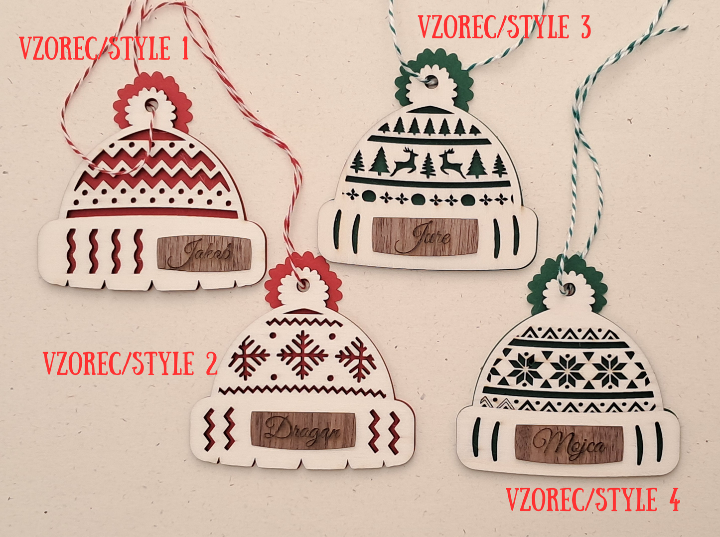 Personalized New Year Ornaments – Hats with Names